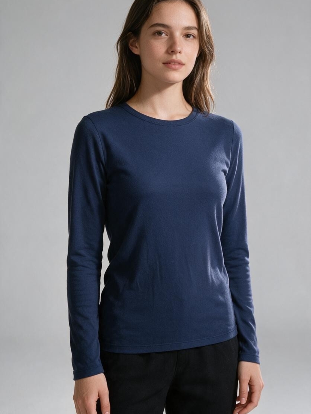 No Boundaries Navy Blue Long Sleeve Crew Neck Tee